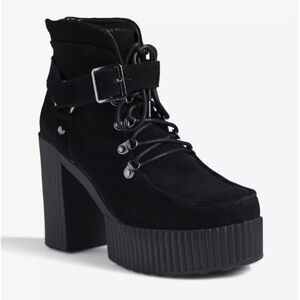 T.U.K Black Lace Up Boots with Platform Sole